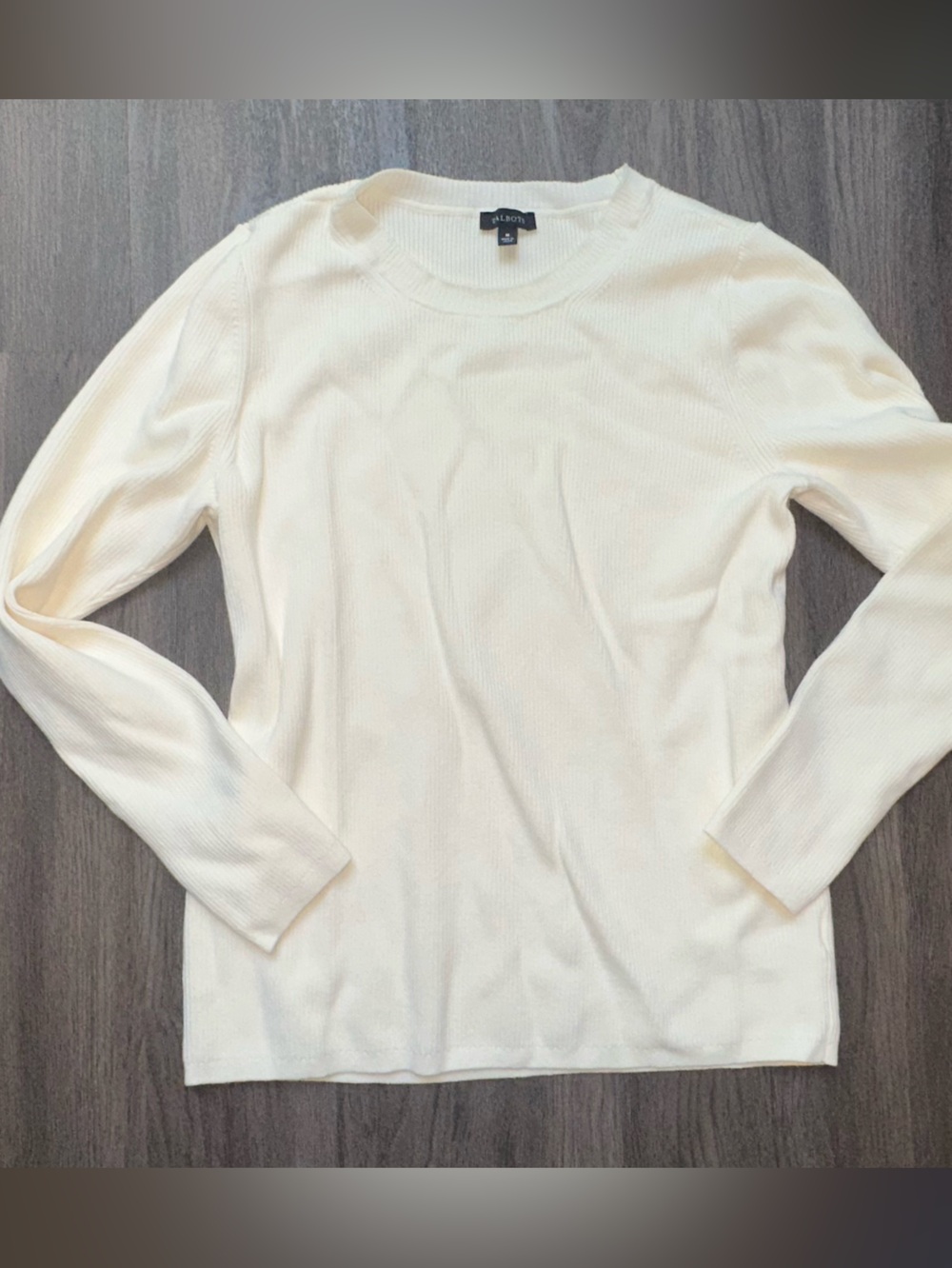 Talbots Ivory Crewneck Ribbed Sweater - Lightweight Women's Knit Size Medium